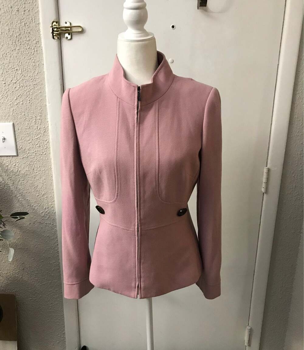 Tahari Arthur Levine Pink Zip Jacket 4 Corporate Siren Preppy Minimalist Spring